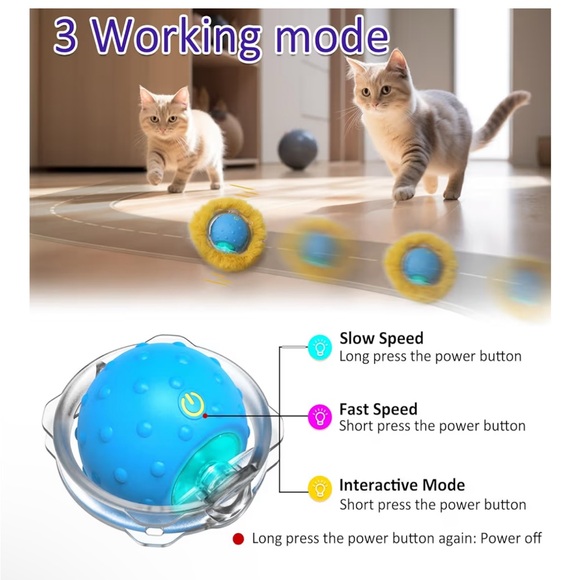 NIB Interactive Cat Toy Rolling Ball Motion Activated Chirping with Hide & Seek - Picture 8 of 9